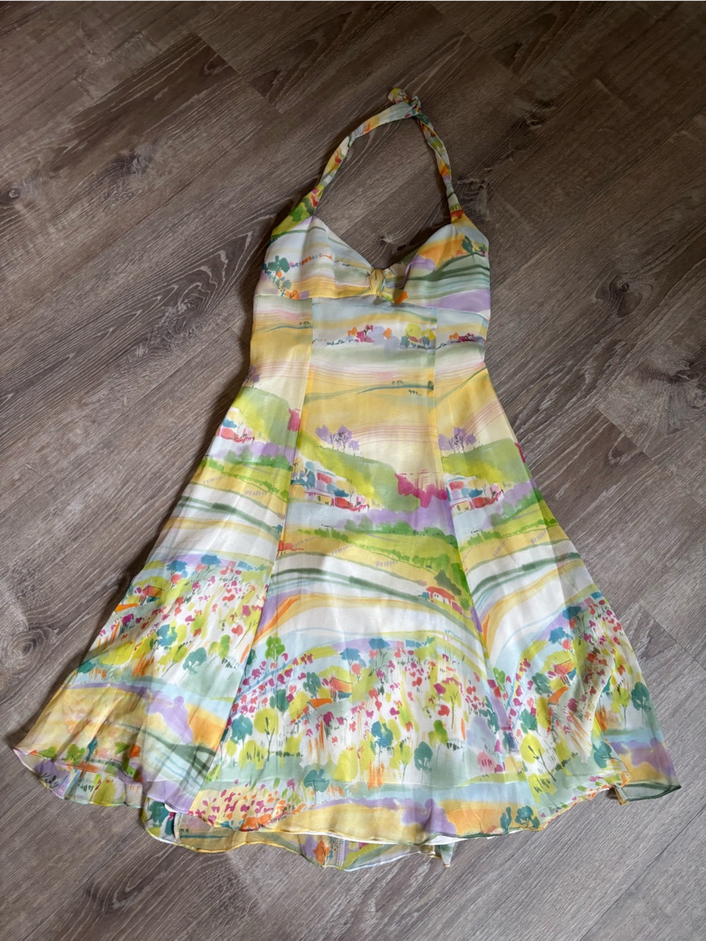 Maggy London Pastel Floral Midi Dress in Yellow, Green & Pink